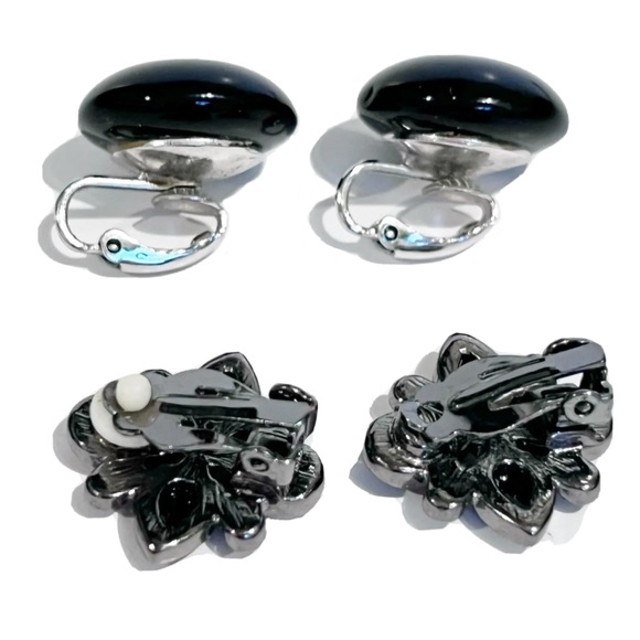 Vintage Clip On Earring Lot of 11 Pairs Rhinestone Gold Silver Blue Pink Black - Picture 9 of 16